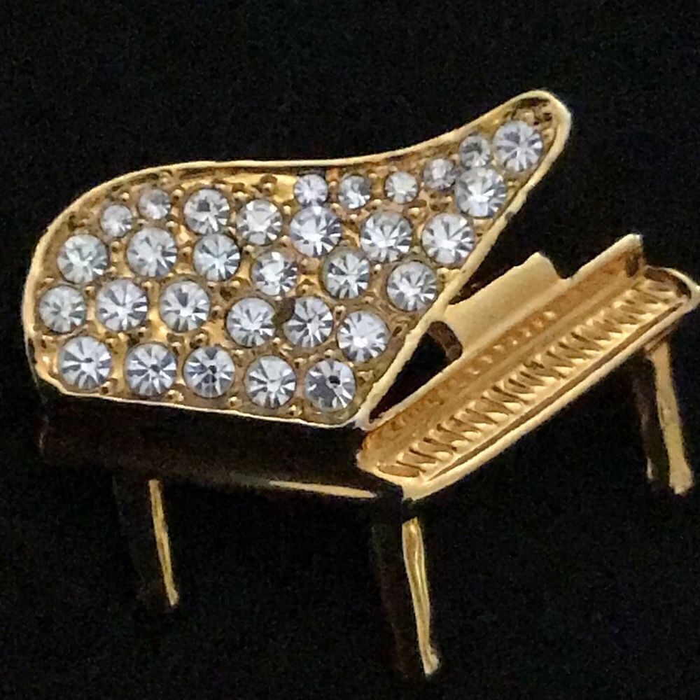 Brooch vintage rhinestone piano by Rucinni